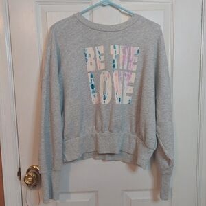 Old Navy Be The Love Grey Tie Dye Cropped Crewneck Sweatshirt Hippie Size L